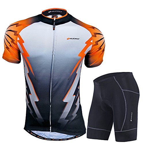 NUCKILY Fahrradbekleidung Herren Set | Radtrikot Herren Kurzarm Elastisch Atmungsaktiv schnell trocknend | Radhose mit 3D Gel-Polster | Fahrradbekleidung für Radsport von NUCKILY