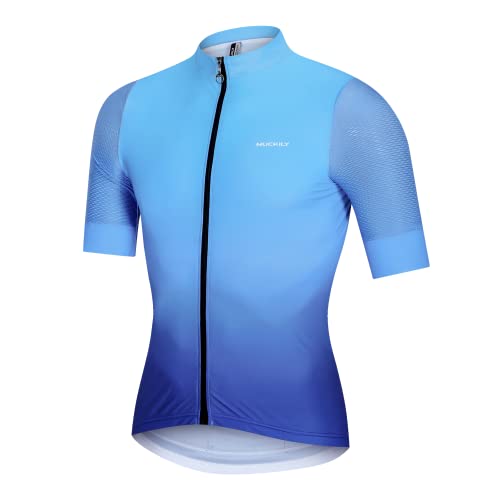 NUCKILY Rennrad Trikot Kurzarm Sommer | Radtrikot Herren Kurz mit Reißverschlusstaschen | Radtrikot Schnelltrocknend | Fahrradtrikot | Fahrradbekleidung | MTB Kleidung von NUCKILY