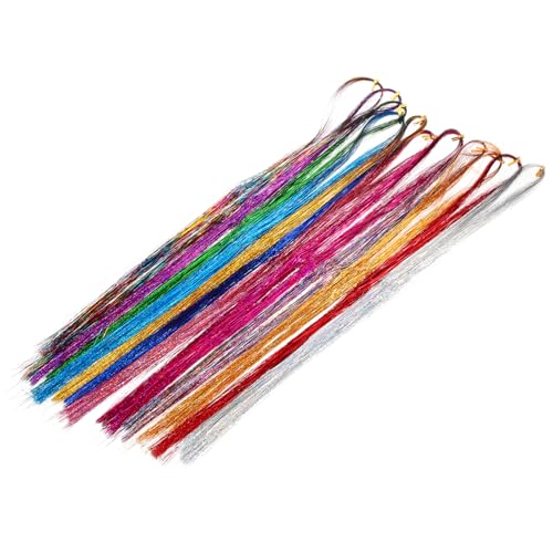 NULYLU 1satz Glitzer-haarsträhnen Mit Bunten Haarverlängerungen Funkelndes Haar-tinsel Für Frauen Farben Inklusive Häkelnadel Und Ringen Für Kreatives Hairstyling NULYLU 1satz Glitzer-haarsträhnen Mit Bunten Haarverlängerungen Funkelndes Haar-tinsel Für Frauen Farben Inklusive Häkelnadel Und Ringen Für Kreatives Hairstyling von NULYLU