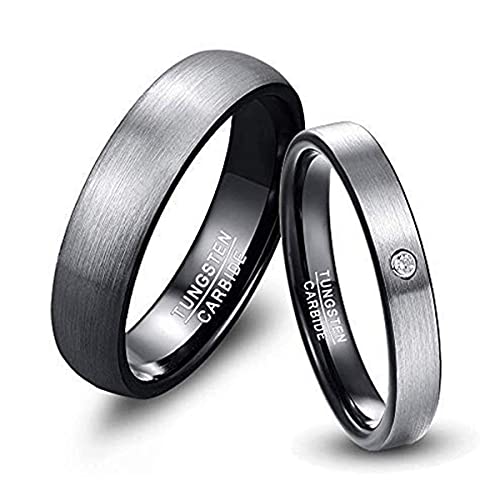 NUNCAD Ring Herren Damen Schwarz 4mm aus Wolfram für Hochzeit, Verlobung, Geburtstag und Alltag Größe 61 (19.4) von NUNCAD