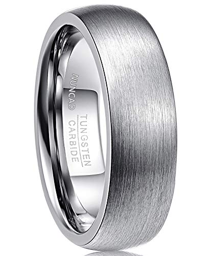 NUNCAD Damen Herren Ring Silber Wolfram mit polierter Oberschicht für Hochzeit Fashion Alltag und Geburtstag Größe 66 von NUNCAD