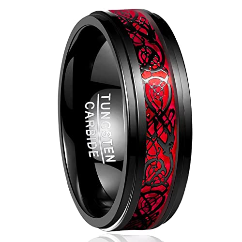 NUNCAD Ring Keltische Drache Rosa Rot aus Wolfram Damen Herren Unisex für Hochzeit Verlobung Geschenk Größe 50.6 (16.1) von NUNCAD