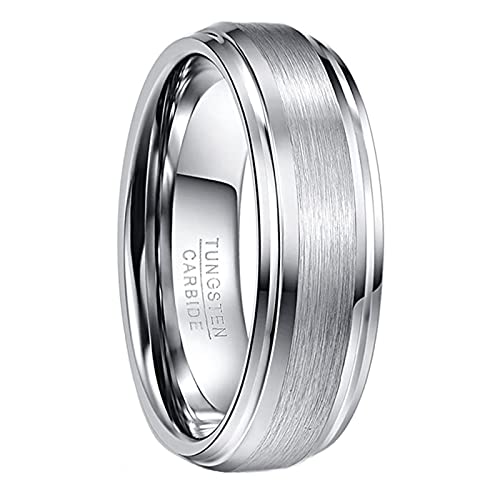 NUNCAD Ring Herren/Damen Hochzeit silber 7mm matt + hochpoliert aus Wolfram, Ring Unisex für Hochzeit, Verlobung u. Partner, Größe 66 (21.0) von NUNCAD