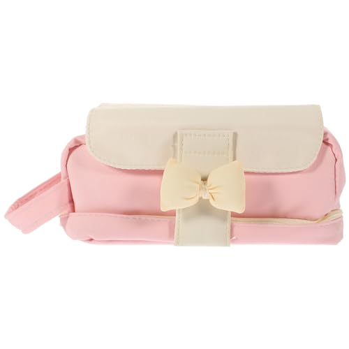 NUOBESTY Niedliches Rosa Federmäppchen Make-Up-Tasche Mit Reißverschluss Und Schleife Kawaii-Briefpapierbeutel Tragbare Kosmetiktasche Für Mädchen Und Frauen Geburtstagsgeschenke von NUOBESTY