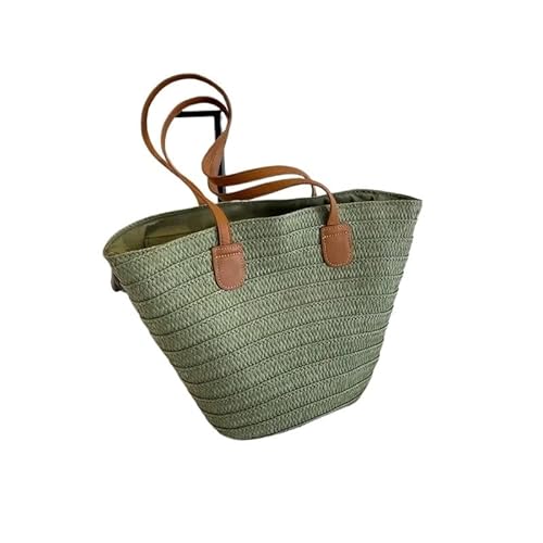 NUONUO Strohtaschen Damen Frauen Geflochtene Korb Kupplungen Top-griff Tasche Große Stroh Tragbare Schulter Tasche Sommer Strand Party Geldbörsen Shopper Satchel Weibliche Strohtasche (Color : Green) von NUONUO