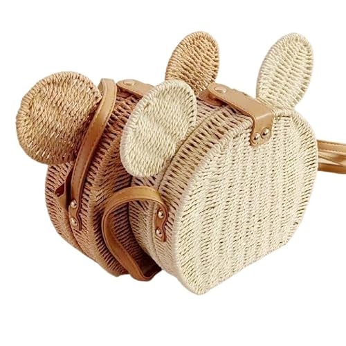 NUONUO Strohtaschen Damen Mode Rattan Frauen Tasche Nette Freizeit Dame Schulter Handtaschen Reise Strand Umhängetasche Messenger Stroh Einkaufstaschen frauen Geldbörse Strohtasche (Color : Beige) von NUONUO