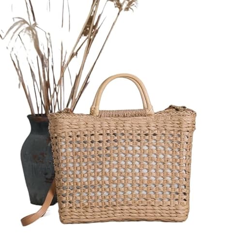 Strohtaschen Damen Korb Strand Stroh Taschen for Frauen Sommer Urlaub Damen Einkaufstasche Große Kapazität Häkeln frauen Handtasche Quaste Aushöhlen 2021 Strohtasche ( Color : White basket beach ) von NUONUO