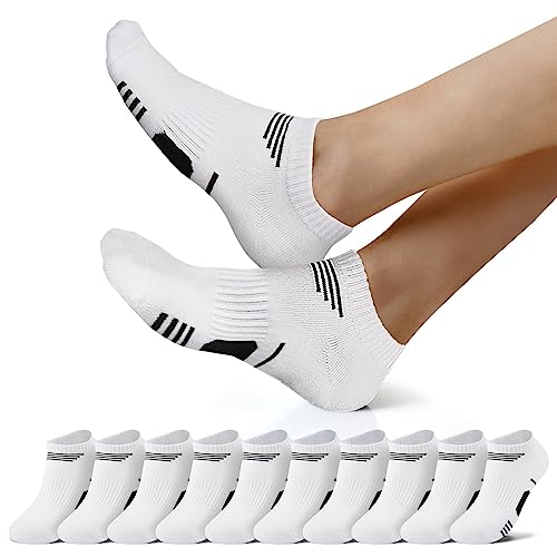 NUOZA Sneaker Socken Herren 43-46 Damen Sportsocken Kurze Laufsocken Wandersocken Running Socks Unisex Halbsocken 10 Paar Weiß von NUOZA