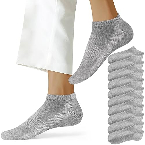 NUOZA Sneaker Socken Damen 39-42 Socken Herren 10 Paar Kurze Halbsocken Baumwolle Unisex, 201-Grau von NUOZA