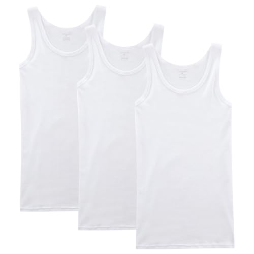 NUOZA Unterhemd Herren Tank Top 3er Pack Feinripp Muskelshirts Baumwolle alle Größen und Farben-Weiß,M von NUOZA