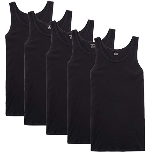 NUOZA Unterhemd Herren Tank Top 5er Pack Feinripp Muskelshirts Baumwolle alle Größen und Farben-Schwarz,3XL von NUOZA