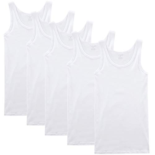 NUOZA Unterhemd Herren Tank Top 5er Pack Feinripp Muskelshirts Baumwolle alle Größen und Farben-Weiß,XL von NUOZA