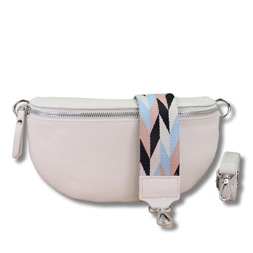 NURPELLE Echtleder Bauchtasche Damen - Stilvolle Gürteltasche mit 2 abnehmbaren/verstellbaren Breiten Gürteln - Crossbody Bag für Frauen-Hochwertige Schultertasche, Vielseitige Alltagstasche-Schwarz von NURPELLE HANDMADE n