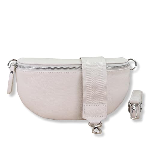 NURPELLE Echtleder Bauchtasche Damen - Stilvolle Gürteltasche mit 2 abnehmbaren/verstellbaren Breiten Gürteln - Crossbody Bag für Frauen-Hochwertige Schultertasche, Vielseitige Alltagstasche-Schwarz von NURPELLE HANDMADE n