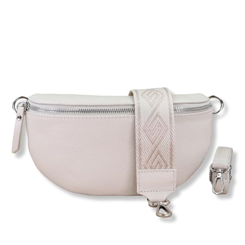 NURPELLE Echtleder Bauchtasche Damen - Stilvolle Gürteltasche mit 2 abnehmbaren/verstellbaren Breiten Gürteln - Crossbody Bag für Frauen-Hochwertige Schultertasche, Vielseitige Alltagstasche-Schwarz von NURPELLE HANDMADE n