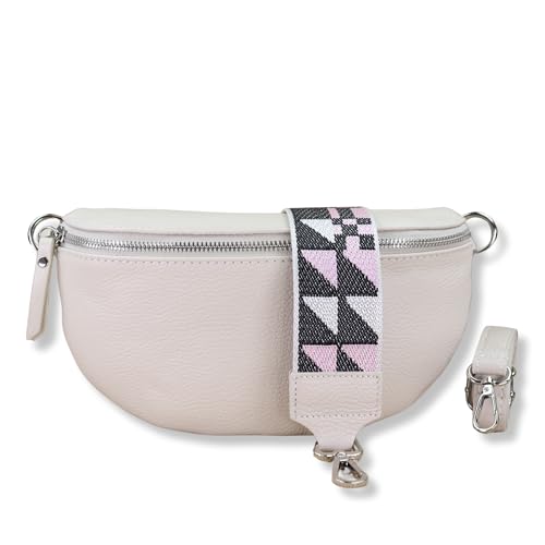 NURPELLE Echtleder Bauchtasche Damen - Stilvolle Gürteltasche mit 2 abnehmbaren/verstellbaren Breiten Gürteln - Crossbody Bag für Frauen-Hochwertige Schultertasche, Vielseitige Alltagstasche-Schwarz von NURPELLE HANDMADE n