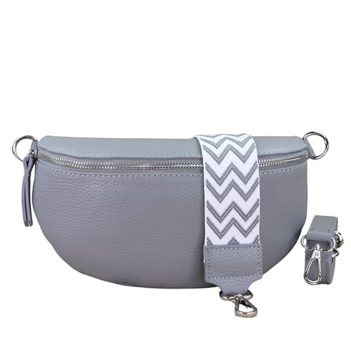 NURPELLE Echtleder Bauchtasche Damen - Stilvolle Gürteltasche mit 2 abnehmbaren/verstellbaren Breiten Gürteln - Crossbody Bag für Frauen-Hochwertige Schultertasche, Vielseitige Alltagstasche-Schwarz von NURPELLE HANDMADE n