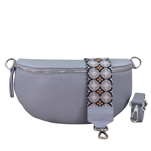 NURPELLE Echtleder Bauchtasche Damen - Stilvolle Gürteltasche mit 2 abnehmbaren/verstellbaren Breiten Gürteln - Crossbody Bag für Frauen-Hochwertige Schultertasche, Vielseitige Alltagstasche-Schwarz von NURPELLE HANDMADE n