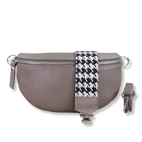 NURPELLE Echtleder Bauchtasche Damen - Stilvolle Gürteltasche mit 2 abnehmbaren/verstellbaren Breiten Gürteln - Crossbody Bag für Frauen-Hochwertige Schultertasche, Vielseitige Alltagstasche-Taupe von NURPELLE HANDMADE n