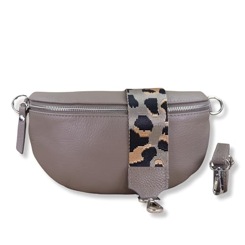 NURPELLE Echtleder Bauchtasche Damen - Stilvolle Gürteltasche mit 2 abnehmbaren/verstellbaren Breiten Gürteln - Crossbody Bag für Frauen-Hochwertige Schultertasche, Vielseitige Alltagstasche-Taupe von NURPELLE HANDMADE n