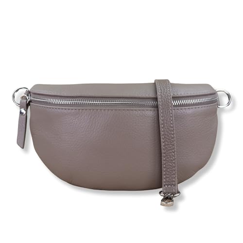 NURPELLE Echtleder Bauchtasche Damen - Stilvolle Gürteltasche mit abnehmbaren/verstellbaren Breiten Gürtel - Crossbody Bag für Frauen - Hochwertige Schultertasche, Vielseitige Alltagstasche - Taupe von NURPELLE HANDMADE n