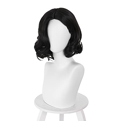 NUWIND Alcina Dimitrescu Lady Cosplay Perücke schwarz kurzes lockiges Haar Vampir Cosplay für Halloween Party Requisiten Zubehör von NUWIND