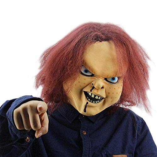 NUWIND Gruselige Maske für Kinder Chucky Action Figuren Maskerade Halloween Party Fasching Horror Gesichtsmaske mit braunen Haaren von NUWIND