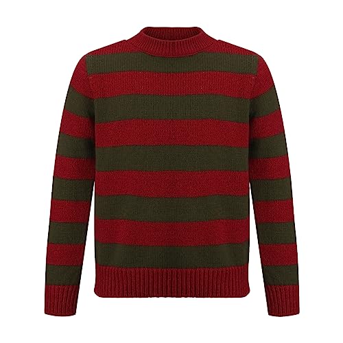 NUWIND Kinder Freddy Krueger Pullover rot grün Gestreifter Strickpullover Nightmare on Elm Street Halloween Kostüm Cosplay Karneval Verkleidung (110) von NUWIND