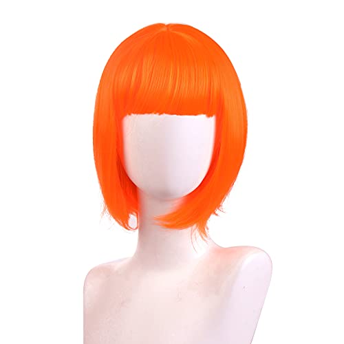 NUWIND Leeloo Kurze Bob Orange Haare Perücke Pagenkopf Kostüm Cosplay Zubehör Halloween Party Perücken von NUWIND