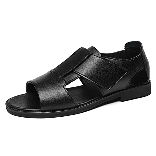 NVNVNMM Hausschuhe für Herren, Sommer, Herren, Sandalen, hohe Qualität, Leder, Freizeitschuhe, atmungsaktiv, Strandschuhe, Outdoor-Hausschuhe, schwarz, braun, große Größe, Herrenschuhe, Schwarz, 40 von NVNVNMM