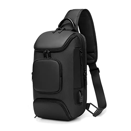 NVNVNMM Herrentaschen für Herren Männer Multifunktions-Diebstahl-USB-Umhängetasche Reisetasche Messenger Crossbody Sling Chest Bag Pack für Männer Frauen Frauen(Color:Black) von NVNVNMM