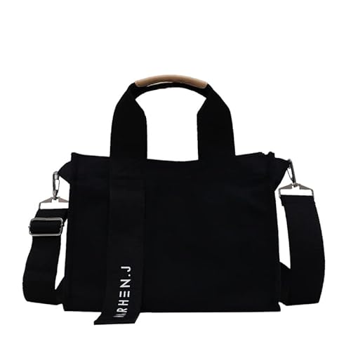 NVNVNMM Kreative Canvas-Tasche für Damen, lässig, große Kapazität, One-Shoulder-Kuriertasche, literarische Stofftasche, Schwarz, Einheitsgröße von NVNVNMM