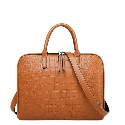 NVNVNMM Laptoptasche, Business-Damen-Aktentasche, Lederhandtasche, lässig, Laptoptasche, Schultertasche, Bürotasche für Damen, Aktentaschen, Braun, 38,1 cm, Einheitsgröße von NVNVNMM