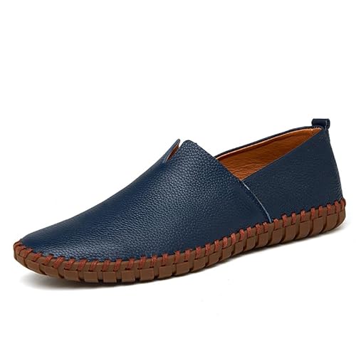 NVNVNMM Oxford Schuhe Leder Herrenschuhe Sommer Casual One-Step Formal Dress Loafers Herren Weiß Herren Fahren Schuhe Große Größe, blau, 47 EU von NVNVNMM