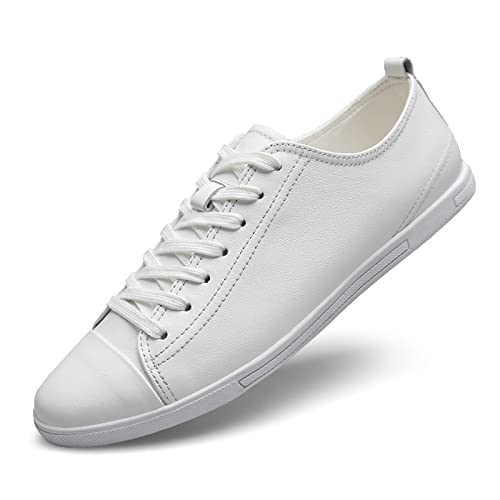 NVNVNMM Schuhe Men Shoes Genuine Leather Breathable Male Loafers Man Driving Casual Shoes lace up Soft Footwear Male Krasovki Shoe(Color:White,Size:7.5) von NVNVNMM