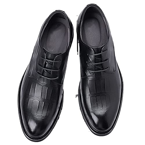 NVNVNMM Schuhe Men Shoes Trend PU Classic Round Toe Low-top Lace-up Low-Heel Business Casual Oxford Shoes Mens Casual Shoes(Color:Black,Size:44 EU) von NVNVNMM