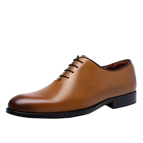 NVNVNMM Schuhe Men's Business Formal Dress Shoes with Comfortable Cow Leather Shoes Classic Retro Shoes for Men Oxfords(Color:Yellow,Size:8.5) von NVNVNMM