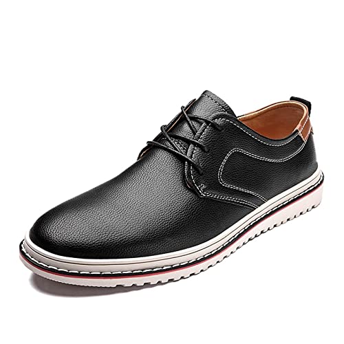 NVNVNMM Schuhe Mens Leather Casual Shoes Spring Autumn Designer Oxfords Handmade Waterproof Big Size(Color:Black,Size:38 EU) von NVNVNMM