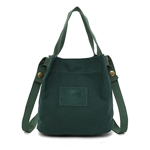 NVNVNMM Taschen für Damen, Segeltuch, Handtasche, Cord, Vintage, Damen-Umhängetasche, schlicht, einfarbig, Handtasche, Eimer, Stofftasche, lässige Umhängetasche, grün, Einheitsgröße von NVNVNMM