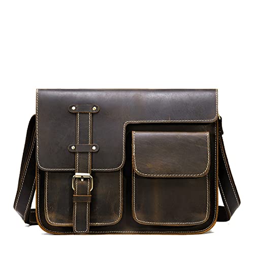 NVNVNMM Umhängetaschen für Herren Männer Umhängetasche Crazy Horse Leder Messenger Bag Herren Messenger Bag Leder Männer Brieftasche Retro Herren Tasche von NVNVNMM