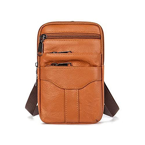 NVNVNMM Umhängetaschen für Herren Men Genuine Leather Shoulder Male fanny pack High Quality Messenger Bags Fashion Business Belt Bag Small Briefcase Waist(Color:Coffee) von NVNVNMM