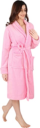 NY Threads Damen-Bademantel aus Fleece, Schalkragen, weicher Plüsch, Spa, rose, Medium von NY Threads