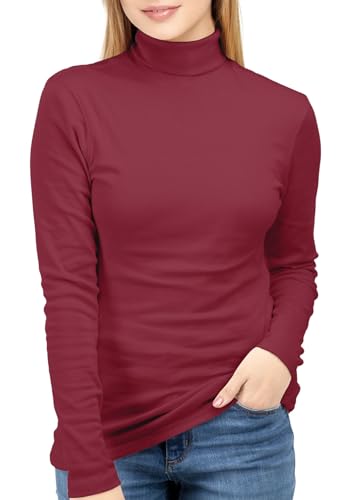 NY Threads Damen Rollkragen Langarm Shirt, rot, Groß von NY Threads