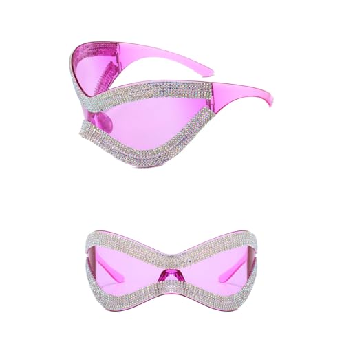 Futuristische Sonnenbrille für Mädchen, Vintage-Stil, Strass-Rahmen, Gläser, Teenager, Hiphop, Trend, Nachtclub, Party, für Erwachsene, Teenager, Erwachsene, Sonnenbrille, lustige Sonnenbrille für von NYCEMAKEUP