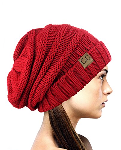 NYFASHION101 Lose bauschige Winter Strickmütze Beanie - Rot von NYFASHION101