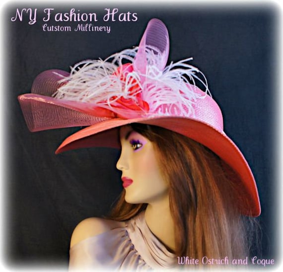 Violet Himbeer Pink Breiter Krempe Designer Elegante Mode Damen Hut 7Ybt von NYFashionHats