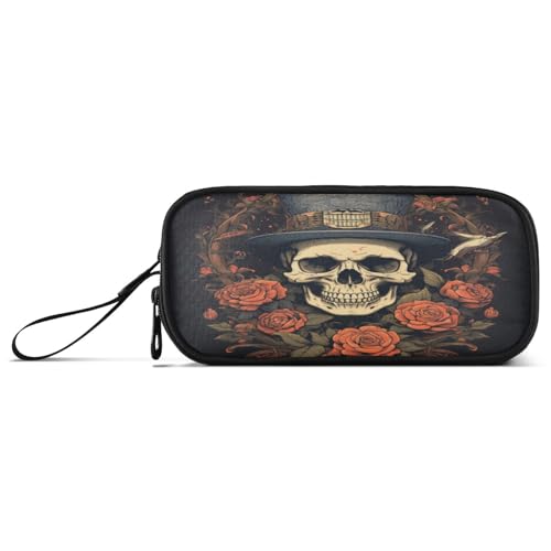 NYYYTTTEU Totenkopf Rose Schlange Federmäppchen Federtaschen Mäppchen Schlamperbox Tasche für Jungen Mädchen Schüler von NYYYTTTEU