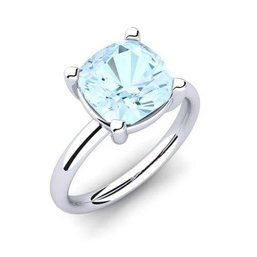 NYZA JEWELS Aquamarin Kissen 8,00mm Einzelstein Solitar Ring | Sterlingsilber 925 mit Rhodinierung | Hochzeits, Jubiläums Und Verlobungskollektion (57 (18.1)) von NYZA JEWELS