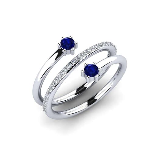 NYZA JEWELS Blauer Saphir Runder 3.00mm Stapelbarer Ring | Sterlingsilber 925 mit Rhodinierung | Schönes Versprechen für Mädchen (60 (19.1)) von NYZA JEWELS