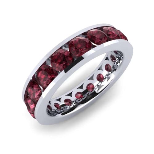 NYZA JEWELS Granit Runder 4.00mm Kanal eingestellt Full Eternity Bandring | Sterlingsilber 925 mit Rhodinierung | Wunderschönes Evergreen Eternity Band für Mädchen und Damen (59 (18.8)) von NYZA JEWELS